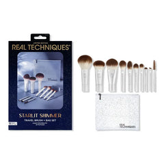 Real Techniques Limited Edition Starlit Shimmer Travel Brush + Bag Set