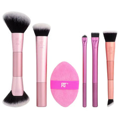 Real Techniques Big Blends Energy Brush + Dual-Sided Puff Set - 6 Piece Set