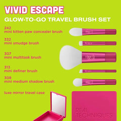 Real Techniques Vivid Escape Glow To Go Travel Brush Kit