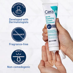 CeraVe Acne Foaming Cream Cleanser 4 Percent Benzoyl Peroxide Acne Treatment - 150ml