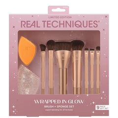 Real Techniques Wrapped In Glow Brush + Sponge 9 Piece Holiday Gift Set