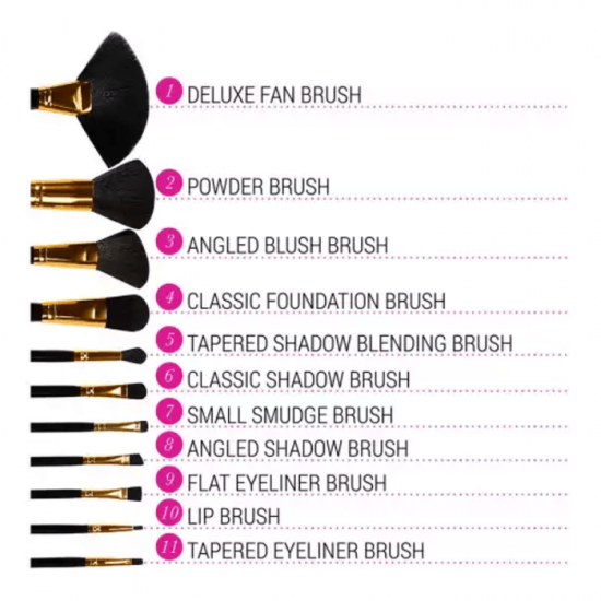 BH Cosmetics Black Dot - 11 Pieces Brush Set