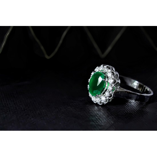 Reina Emerald Green Zircon Studded Ring 