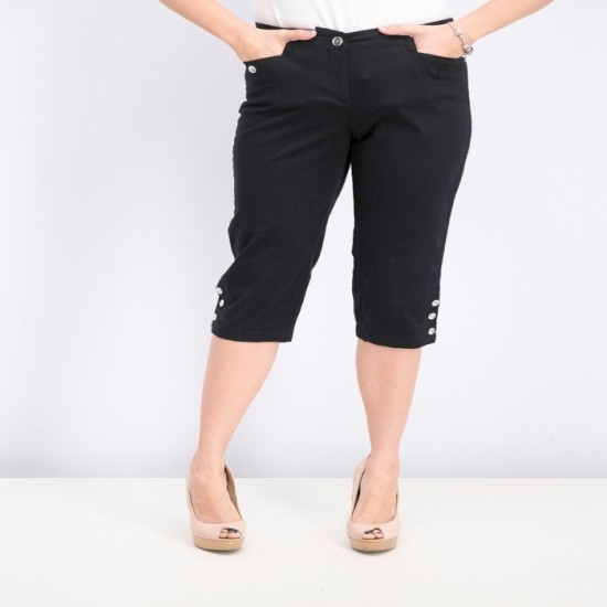 Karen Scott Women Petite Button-Hem Capri Pants - Deep Black