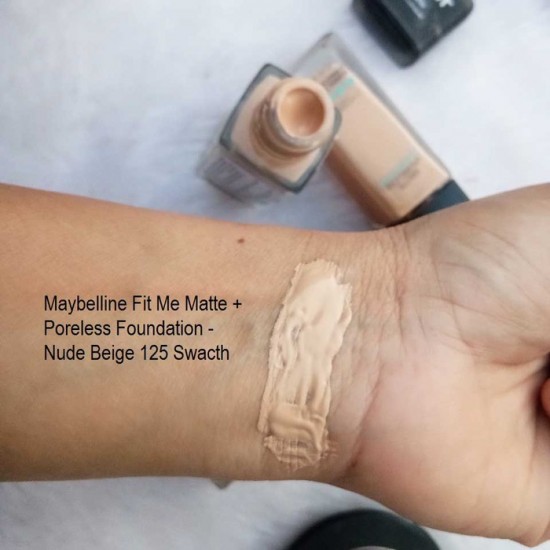 Maybelline New York Fit Me Matte+Poreless Liquid Foundation, 125 Nude  Beige, 30ml