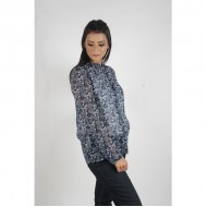 Mango Floral Top - Black and Blue 
