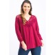 Style and Co Women's Crochet Split Neck Pullover Top STY01 - Plum Tart