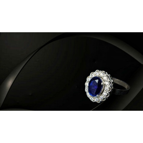 Reina Sapphire Blue Zircon Studded Ring 