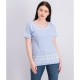 Women Striped Embroidered Top - Light Blue Heather