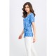 Women Printed Side-Tie Top 0062 - Blue Combo