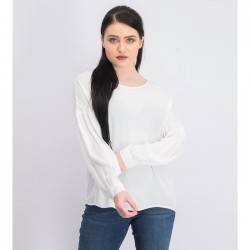 Women Long Sleeve Back Button Blouse 0071 - White