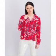 Women Floral Long Sleeve Blouse 0072 - Red 