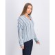 Women Stripe Long-sleeve Blouse 0077 - Light Blue Combo