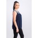 Women Petite Sleeveless Embroidered Top 0082 - Navy Blue