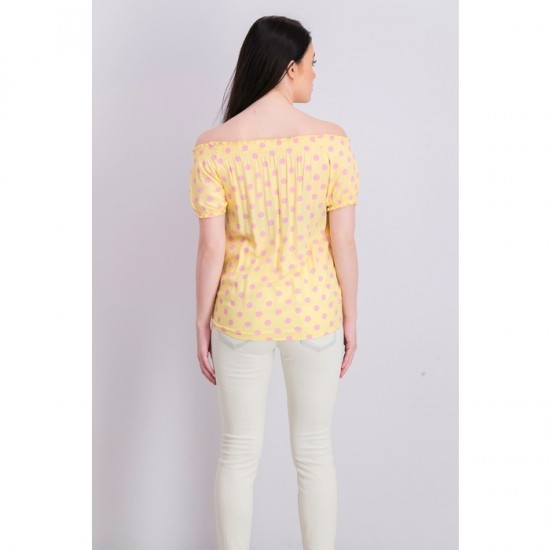 Women Polka Dots Blouse 0088 - Yellow and Pink